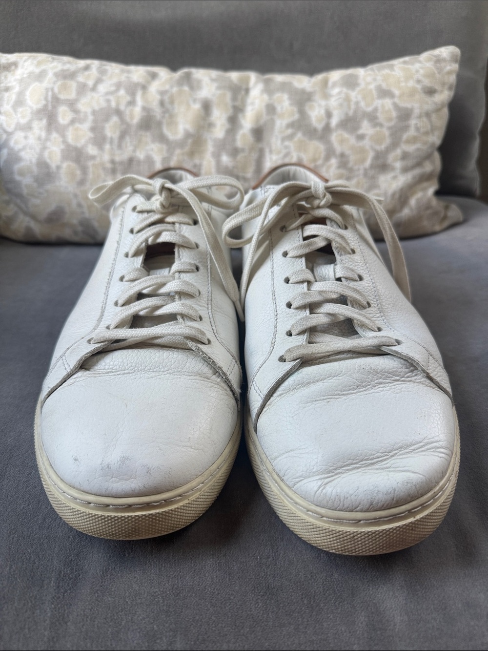 Men's White Leather Low-Top Sneakers